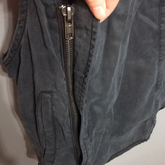 Free People Navy Boho Zip Vest sz S - Picture 4 of 7